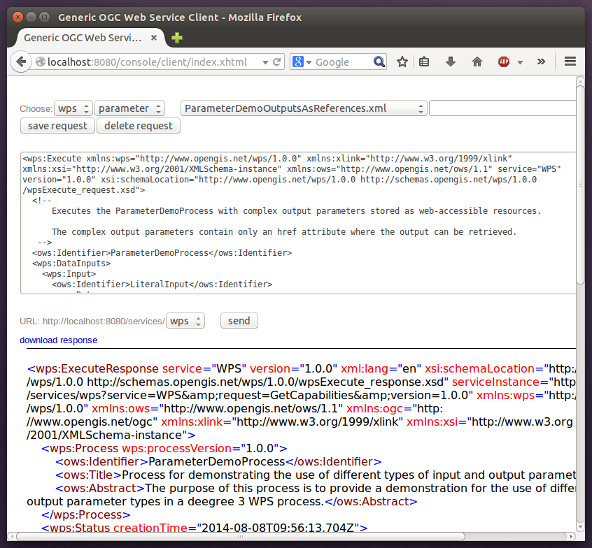 Example requests for the ParameterDemo process