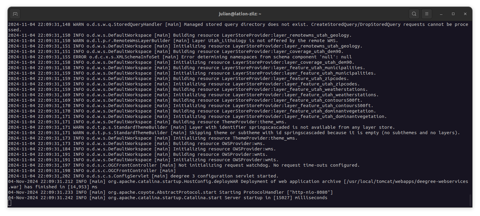 deegree webservices starting up
