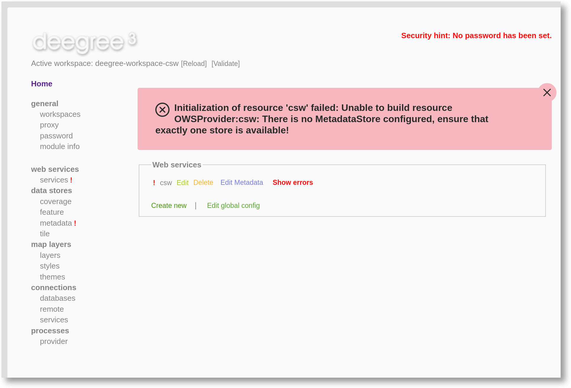 Details on the problem with csw