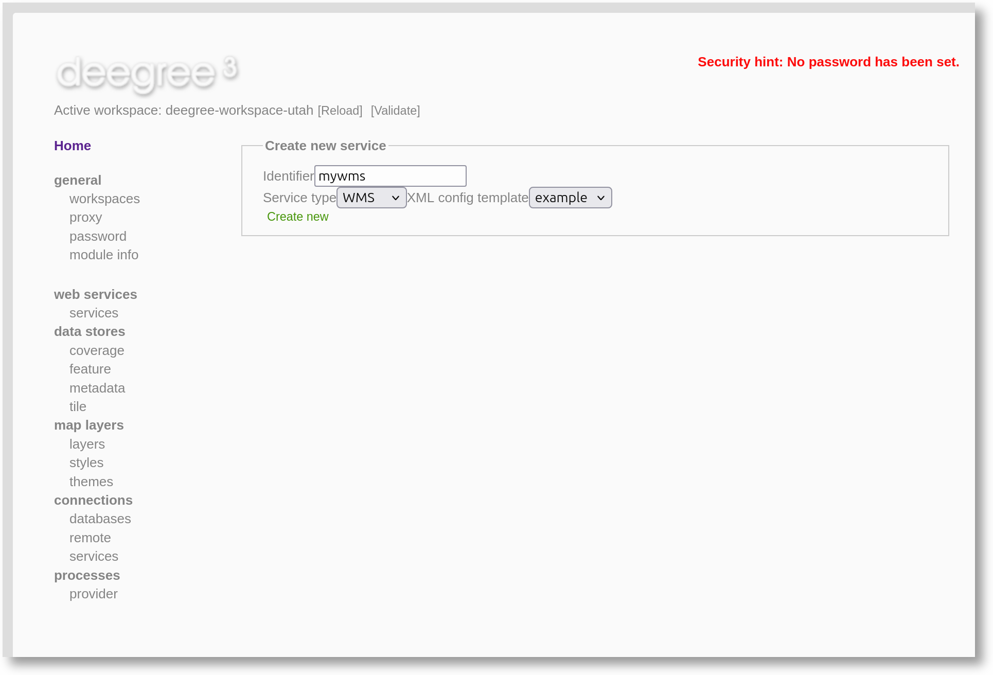 Adding a WMS resource with identifier mywms
