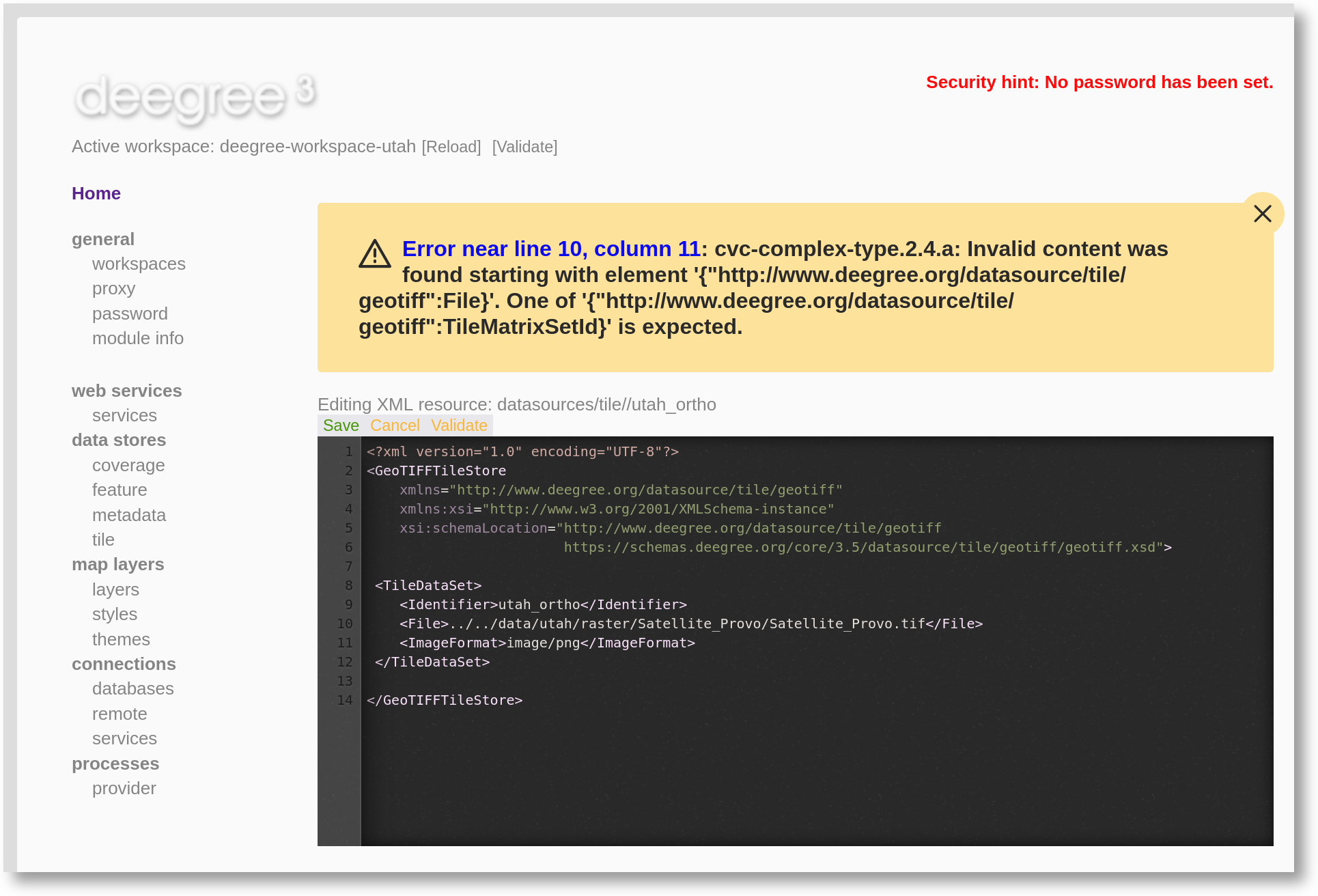 Displaying a syntax error