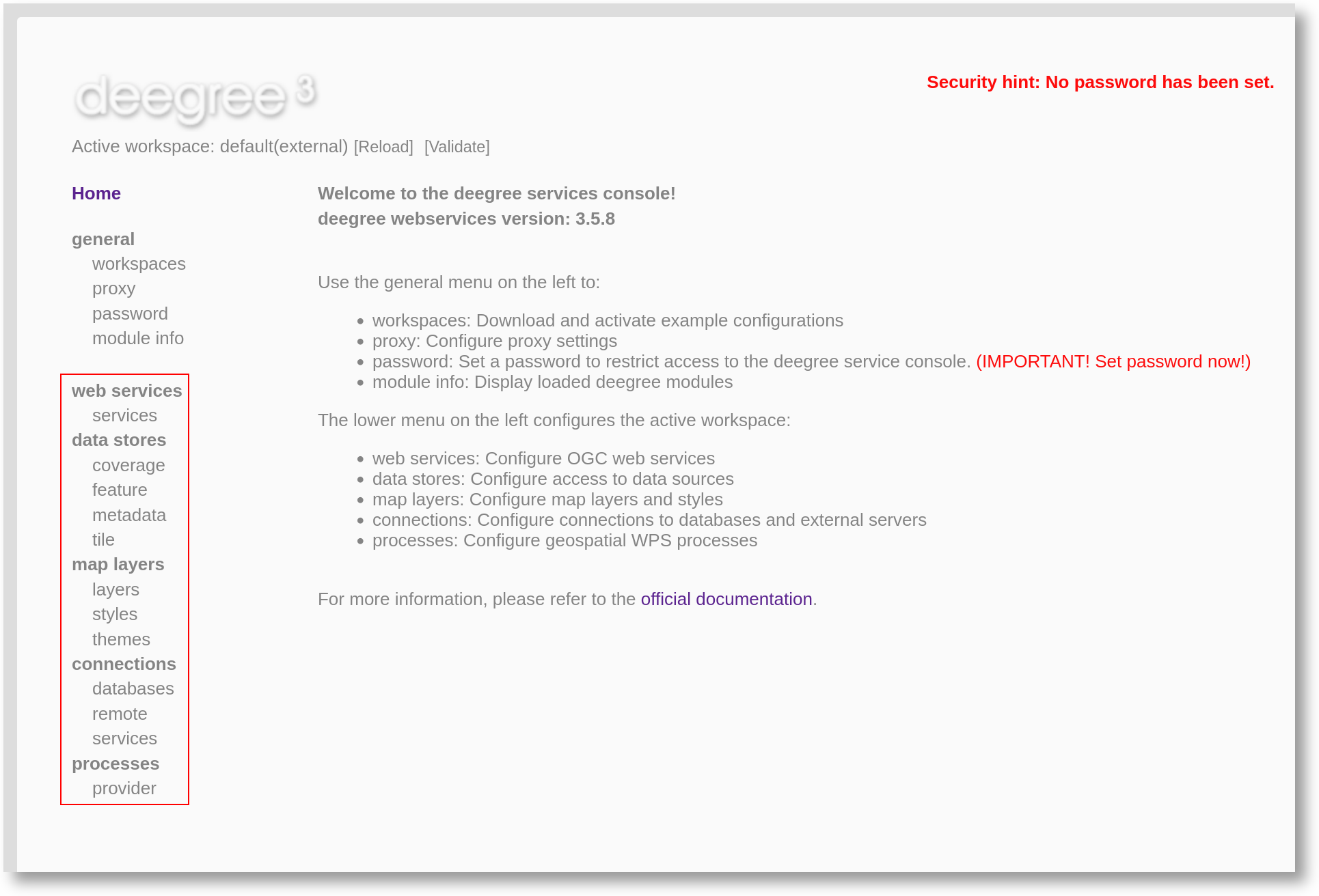 Workspace resource menu entries